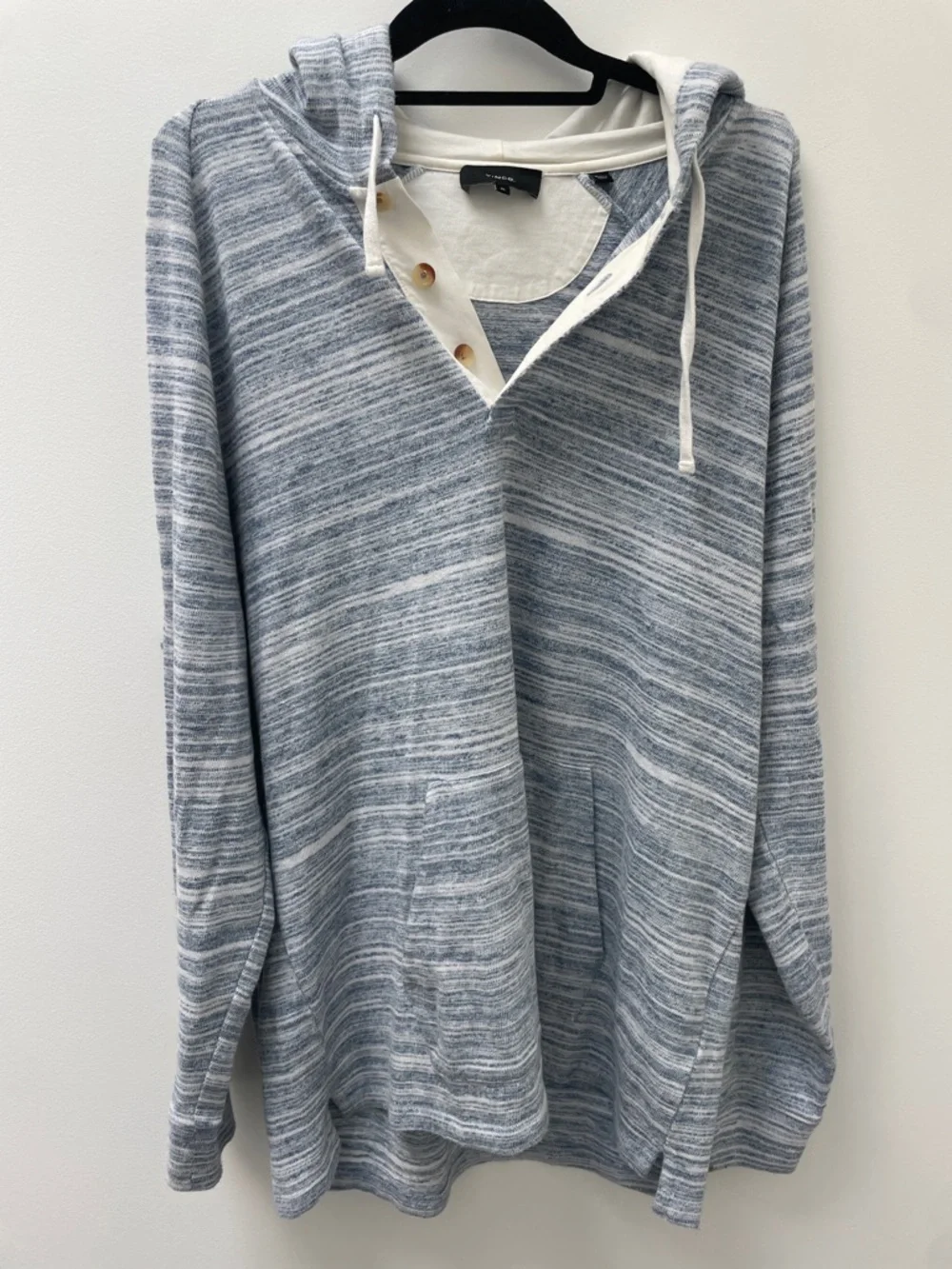 Vince Striped Pullover Henley Knit Hoodie MSRP $275 Size XL - Picture 2 of 8